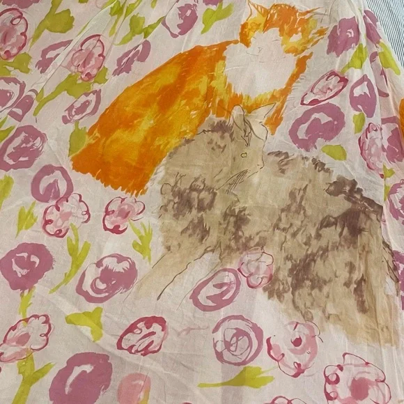 Anthropologie Floreat Morning Stroll Cat Dress Fit Flare Floral Smocked Retro 6 - Picture 4 of 16